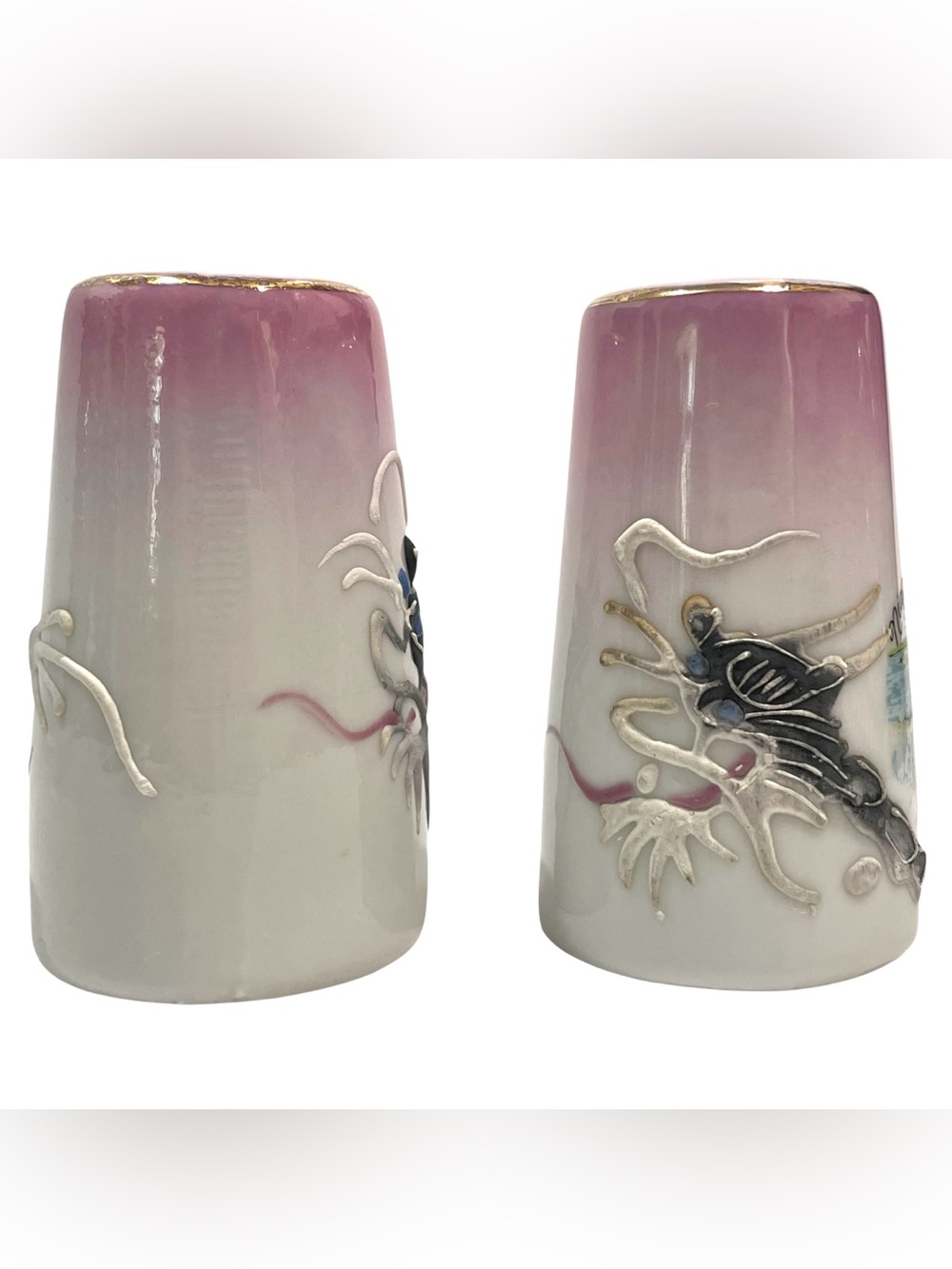 Vintage 1960s Dragonware Moriage Niagara Falls Canada Salt and Pepper Shakers - Picture 2 of 9